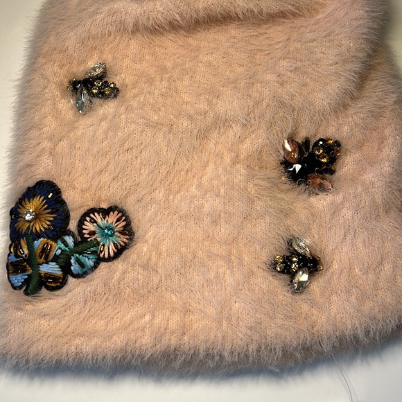 Anthro Pink furry beanie with rhinestones - Picture 2 of 4